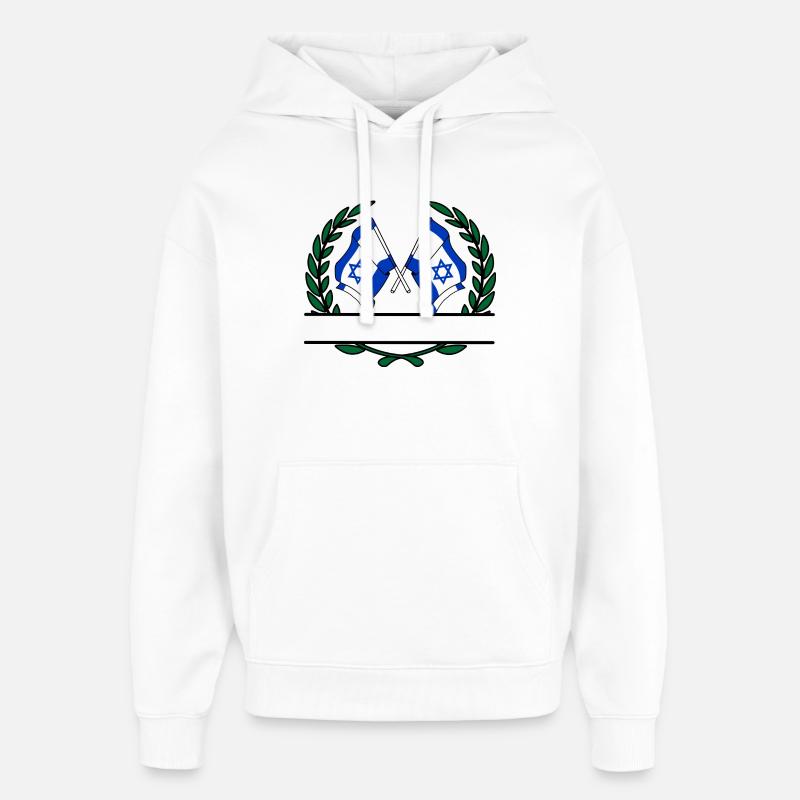 Drapeaux Israël couronne de laurier bannière - Sweat à capuche unisexe Stanley/Stella Oversized - blanc