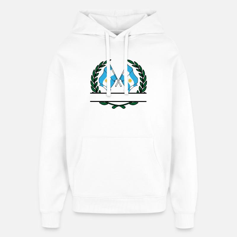 Drapeaux Argentine bannière couronne de laurier - Sweat à capuche unisexe Stanley/Stella Oversized - blanc