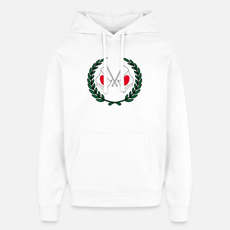 Drapeaux Japon en couronne de laurier - Sweat à capuche unisexe Stanley/Stella Oversized - blanc