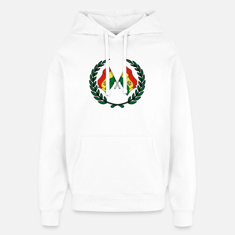 Drapeaux Bolivie en couronne de laurier - Sweat à capuche unisexe Stanley/Stella Oversized - blanc