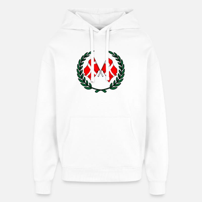 Dänemark Flaggen im Lorbeerkranz - Oversized Unisex Hoodie von Stanley/Stella - Weiß