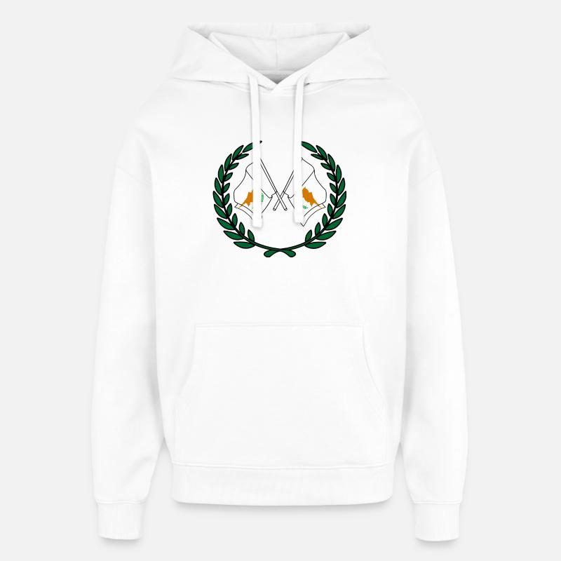 Drapeaux chypre en couronne de laurier - Sweat à capuche unisexe Stanley/Stella Oversized - blanc