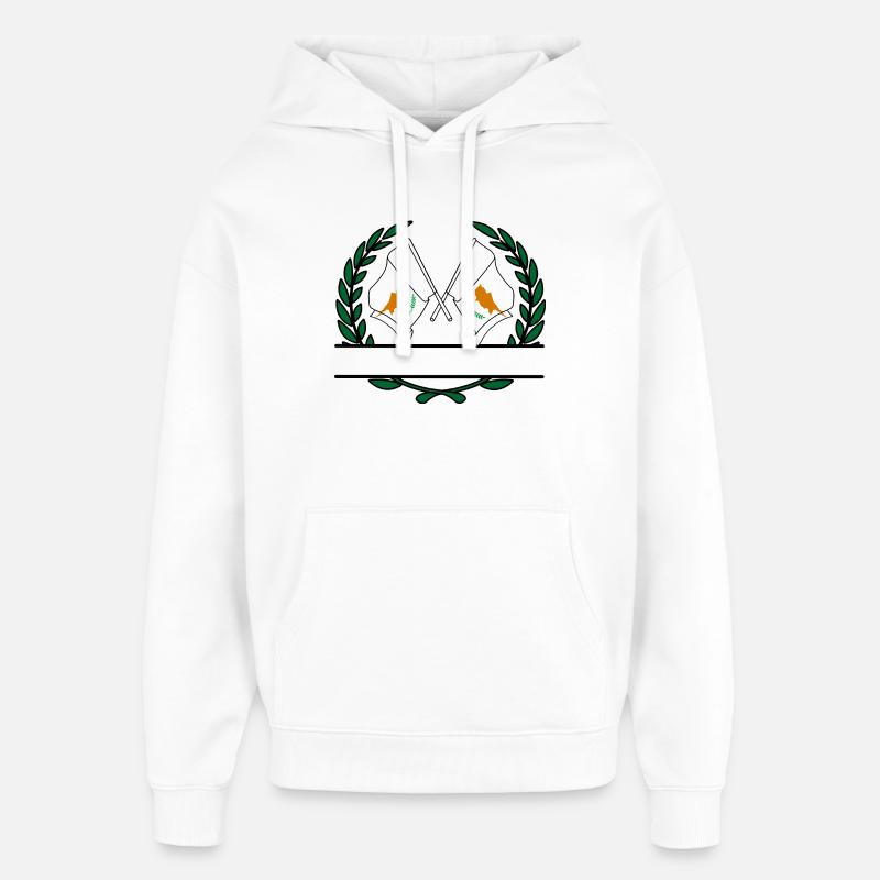 Drapeaux chypriote couronne de laurier bannière - Sweat à capuche unisexe Stanley/Stella Oversized - blanc