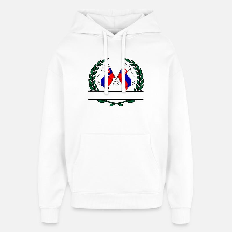 Drapeaux Slovaquie couronne de laurier bannière - Sweat à capuche unisexe Stanley/Stella Oversized - blanc