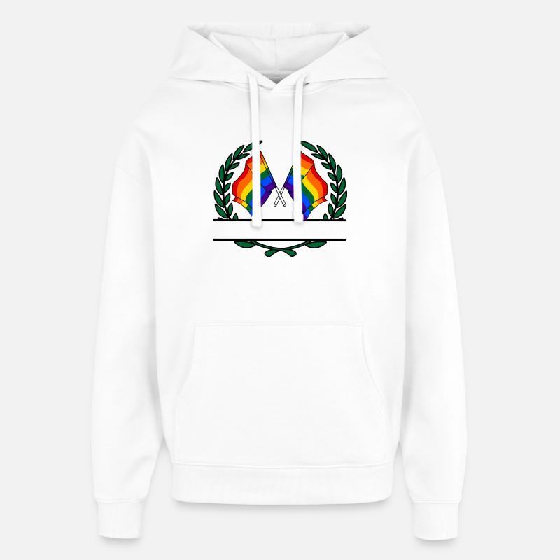 Drapeaux Bannière couronne de laurier arc-en-ciel - Sweat à capuche unisexe Stanley/Stella Oversized - blanc