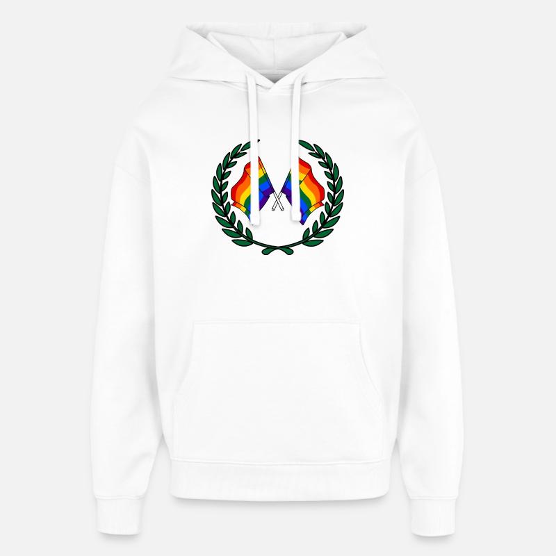 Drapeaux Arc-en-ciel en couronne de laurier - Sweat à capuche unisexe Stanley/Stella Oversized - blanc