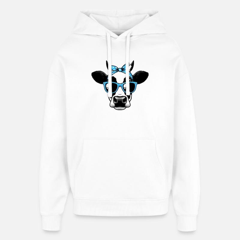 Vache avec lunettes de soleil - Sweat à capuche unisexe Stanley/Stella Oversized - blanc