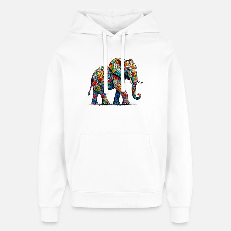 Éléphant - Sweat à capuche unisexe Stanley/Stella Oversized - blanc