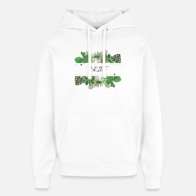 Feuilles de palmier vert mariée - Sweat à capuche unisexe Stanley/Stella Oversized - blanc