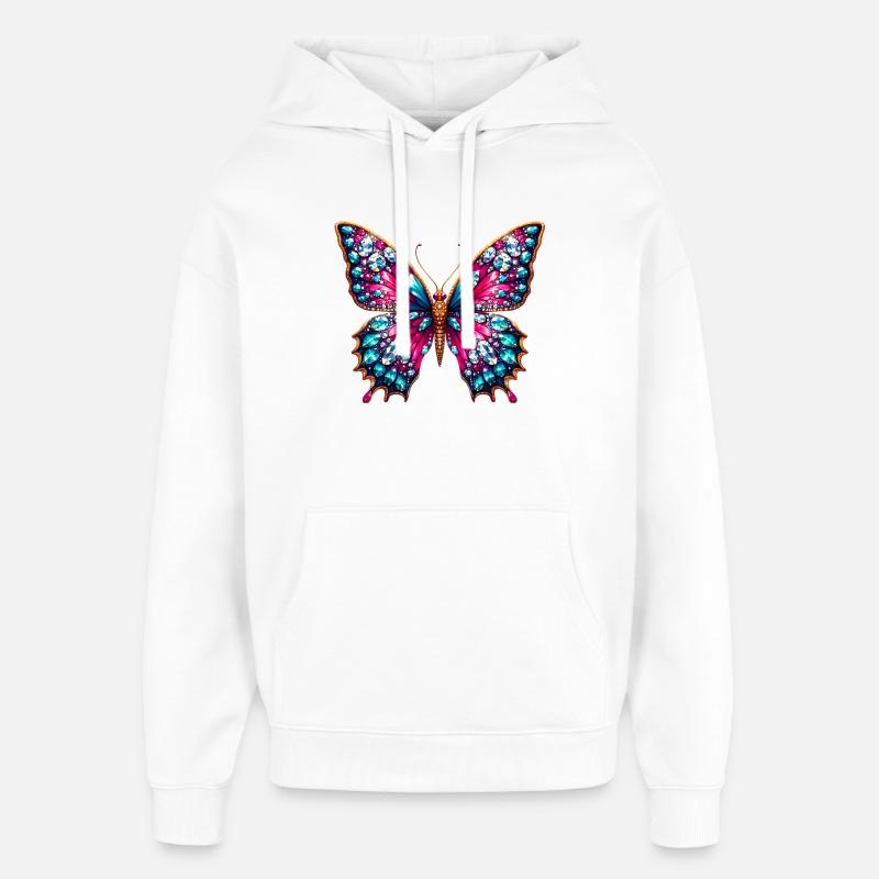 Papillon - Sweat à capuche unisexe Stanley/Stella Oversized - blanc