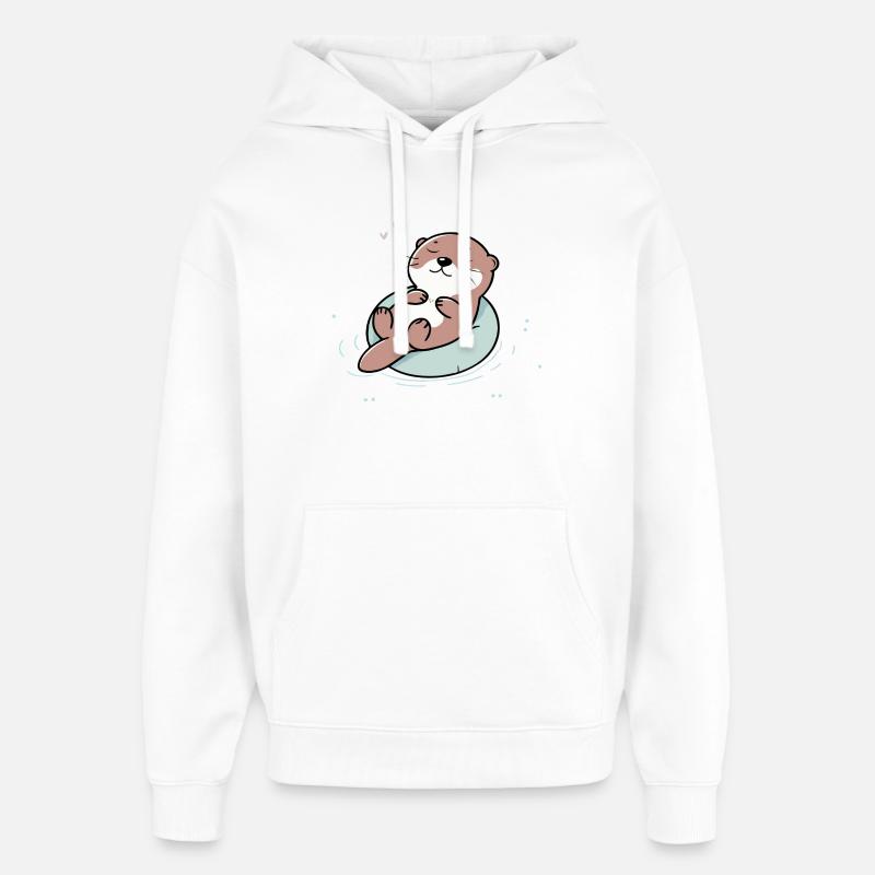 Loutre détendue - Illustration d’animal mignon - Sweat à capuche unisexe Stanley/Stella Oversized - blanc