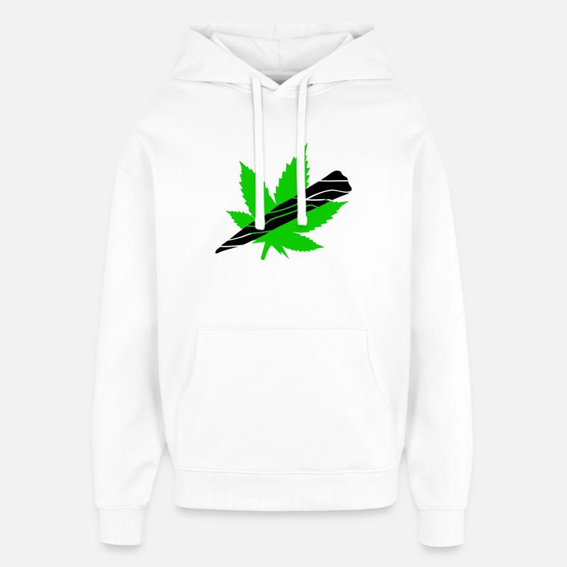 Néon Feuille De Cannabis Graphique - Sweat à capuche unisexe Stanley/Stella Oversized - blanc