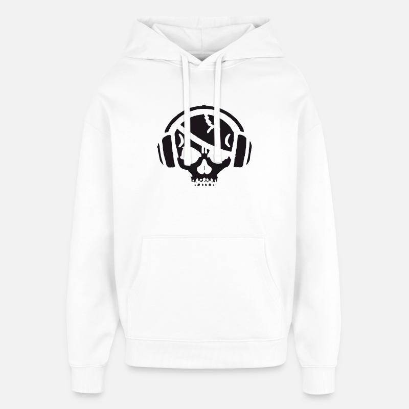 Schädel mit Kopfhörer - Oversized Unisex Hoodie von Stanley/Stella - Weiß