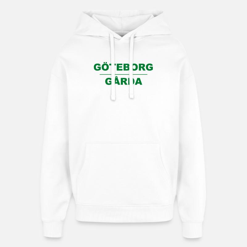 Göteborg Gårda – Design vert-noir - Sweat à capuche unisexe Stanley/Stella Oversized - blanc