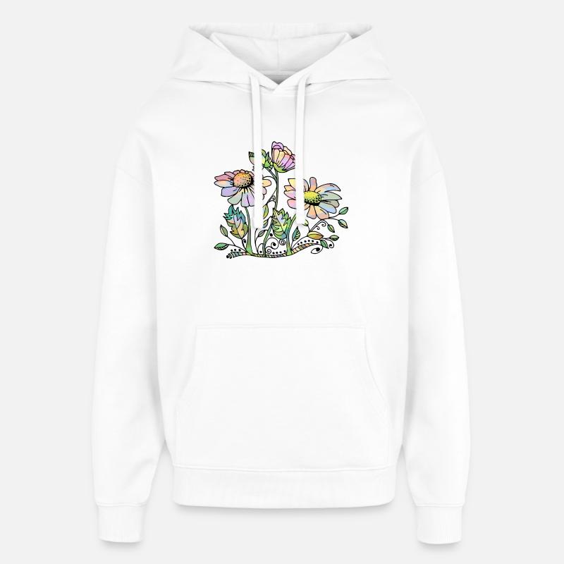 Fleur - Sweat à capuche unisexe Stanley/Stella Oversized - blanc