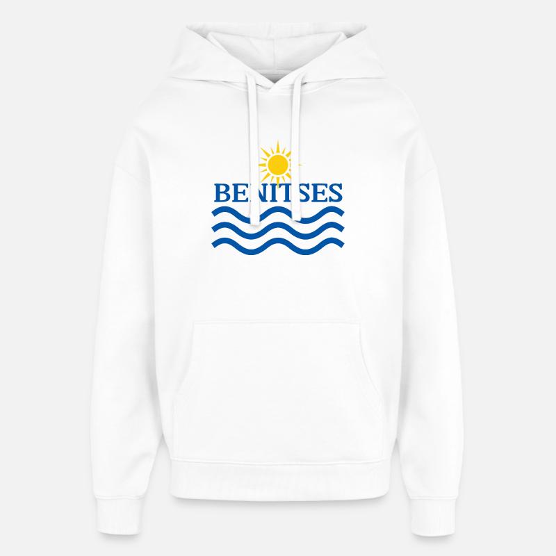 Soleil et vagues océaniques de Benitses - Sweat à capuche unisexe Stanley/Stella Oversized - blanc