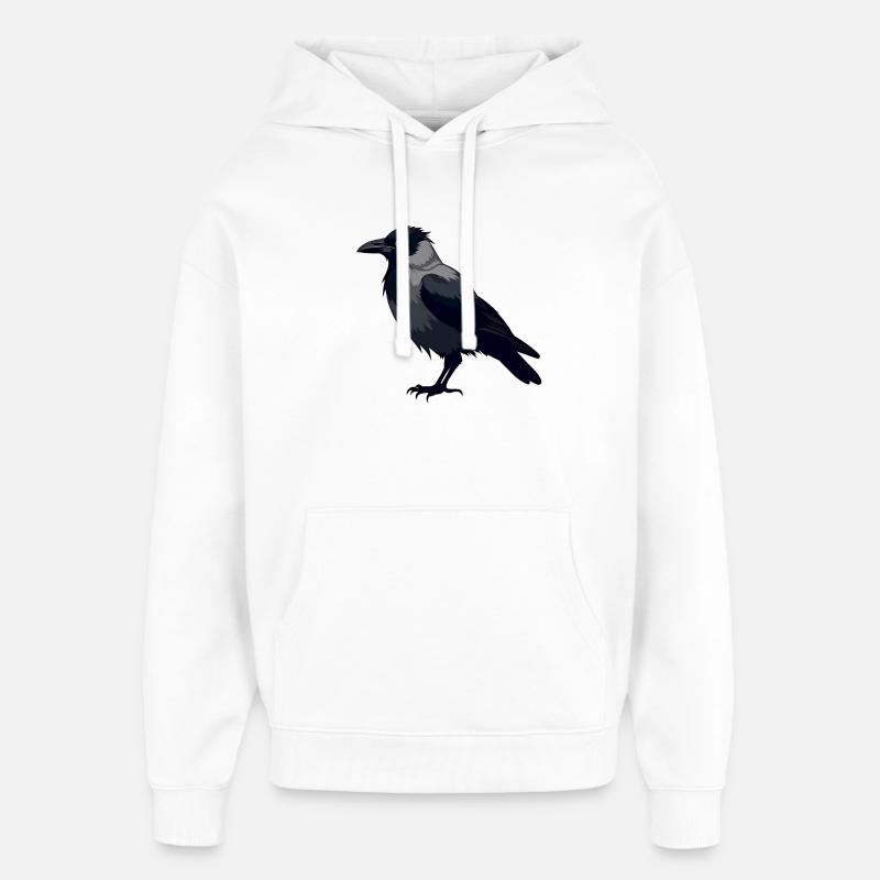 Corbeau noir - Sweat à capuche unisexe Stanley/Stella Oversized - blanc