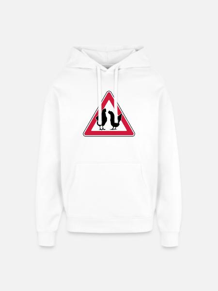 Chicken evening chicken attention free-range hens - Oversized Unisex Hoodie by Stanley/Stella - white