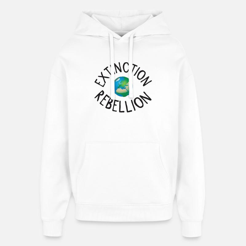 Extinction Rebellion Planet Earth noir - Sweat à capuche unisexe Stanley/Stella Oversized - blanc