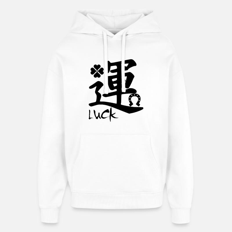 Le mot chance en japonais (noir) - Sweat à capuche unisexe Stanley/Stella Oversized - blanc