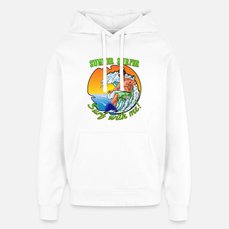 Surfeur d’été - Sweat à capuche unisexe Stanley/Stella Oversized - blanc