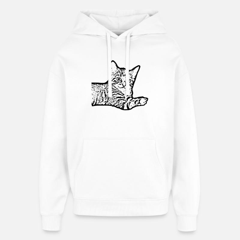 Chat Noir Chaton Chaton - Sweat à capuche unisexe Stanley/Stella Oversized - blanc