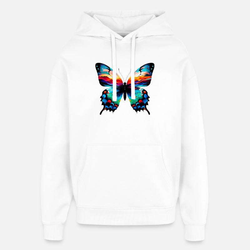 Papillon - Sweat à capuche unisexe Stanley/Stella Oversized - blanc