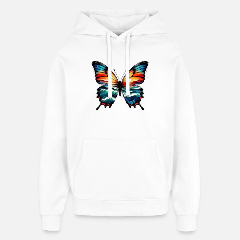 Papillon - Sweat à capuche unisexe Stanley/Stella Oversized - blanc