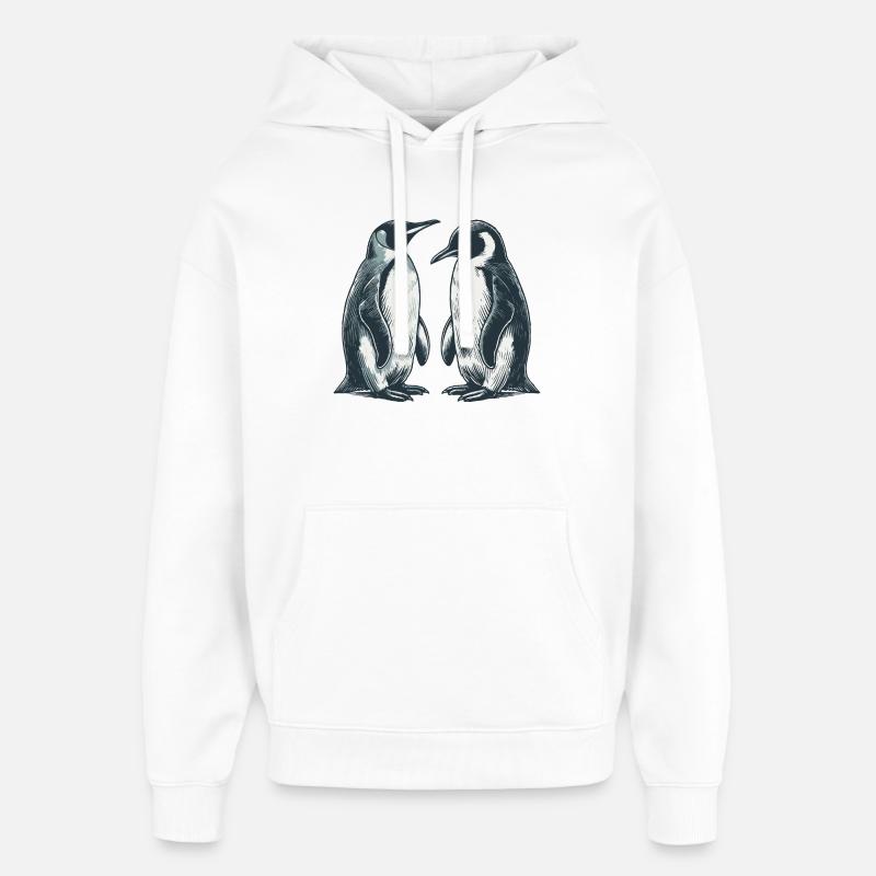 Pingouins - Sweat à capuche unisexe Stanley/Stella Oversized - blanc