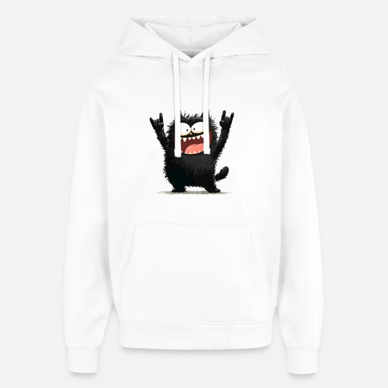 Chat noir à bascule ludique - Sweat à capuche unisexe Stanley/Stella Oversized - blanc