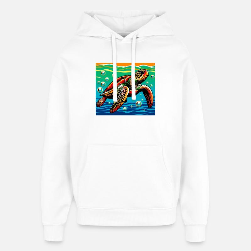 tortue - Sweat à capuche unisexe Stanley/Stella Oversized - blanc
