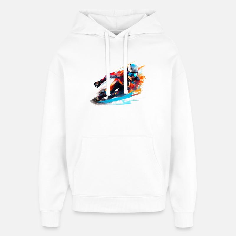 Fahrender Skirennfahrer mit Farbexplosion - Oversized Unisex Hoodie von Stanley/Stella - Weiß