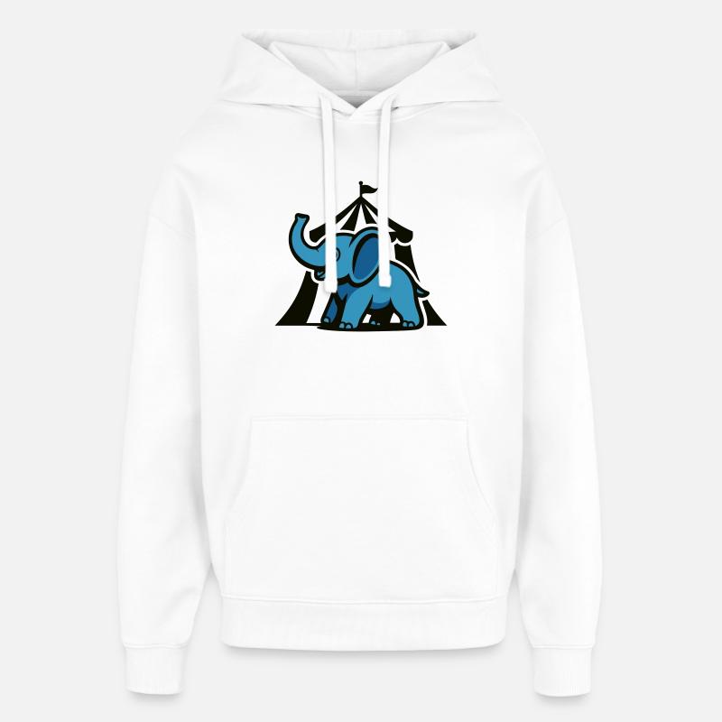 Éléphant de cirque bleu - Sweat à capuche unisexe Stanley/Stella Oversized - blanc