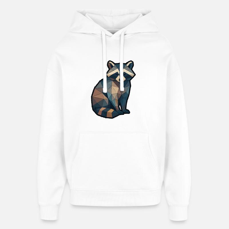Raton laveur géométrique Low Poly - Sweat à capuche unisexe Stanley/Stella Oversized - blanc