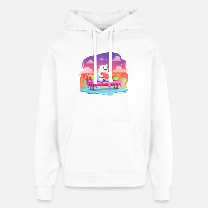 Lesender Eisbär im Farbtraum - Oversized Unisex Hoodie von Stanley/Stella - Weiß