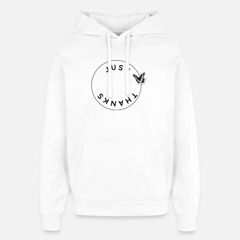 Juste merci - Cercle avec le papillon - Sweat à capuche unisexe Stanley/Stella Oversized - blanc