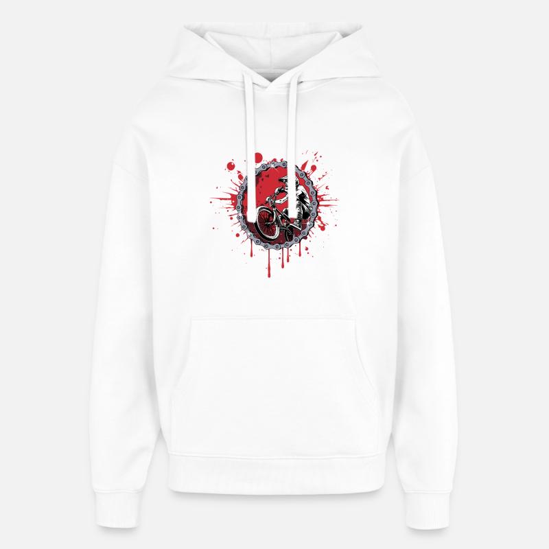 Saut BMX à travers une chaîne - Sweat à capuche unisexe Stanley/Stella Oversized - blanc