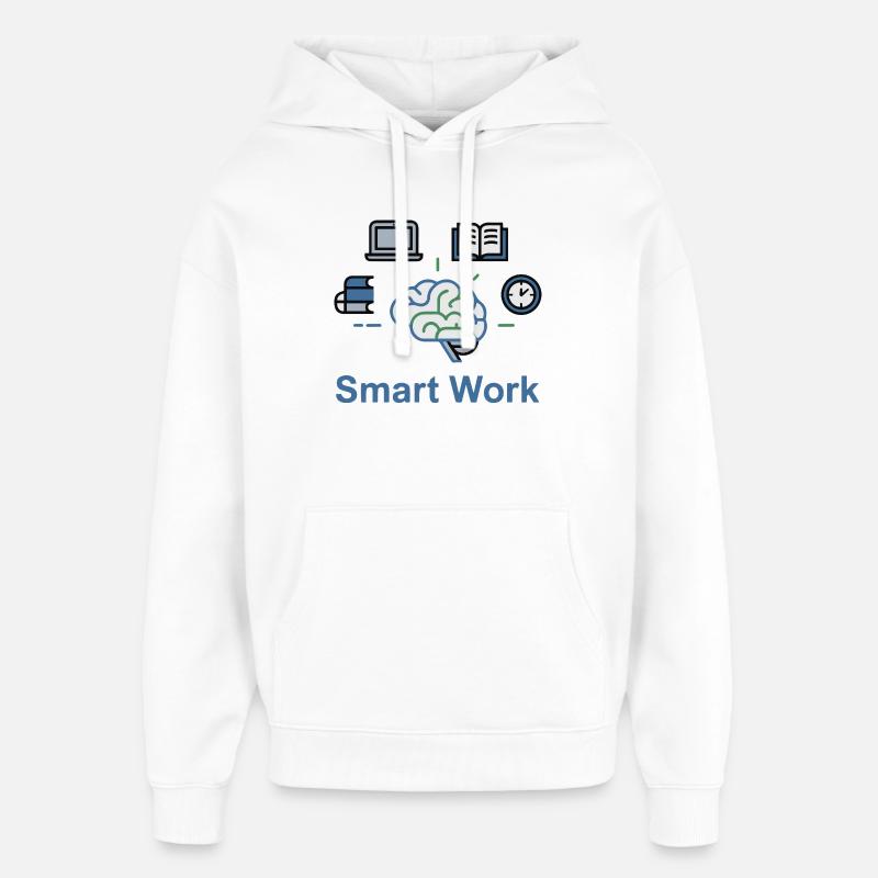 Smart Work Brain Power - Oversized Unisex Hoodie by Stanley/Stella - white