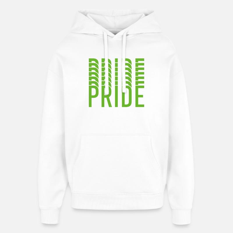 Lime Green Pride tekstdesign - Hættetrøje unisex Stanley/Stella Oversized - hvid