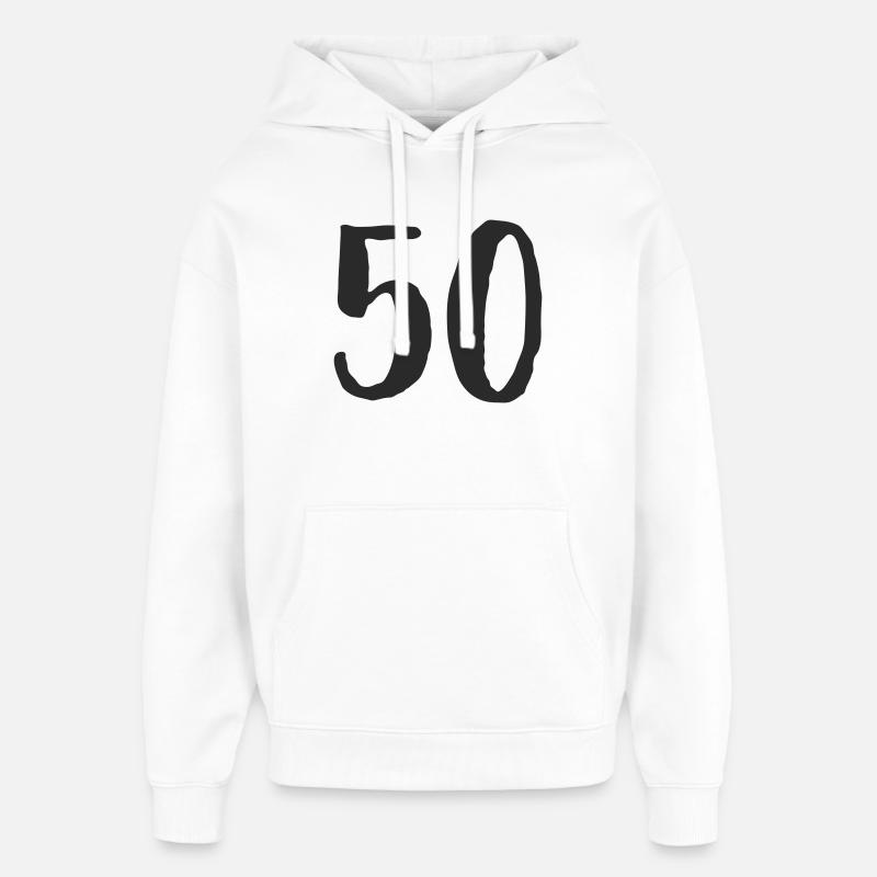 50e anniversaire Numéro Numéro Cadeau - Sweat à capuche unisexe Stanley/Stella Oversized - blanc