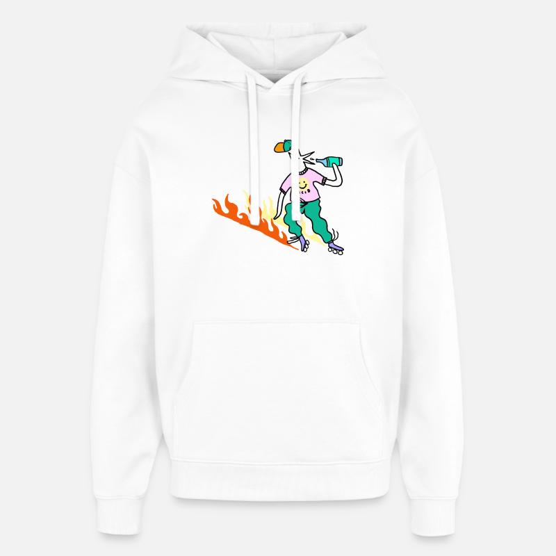 Roller_Skater_on_fire - Sweat à capuche unisexe Stanley/Stella Oversized - blanc