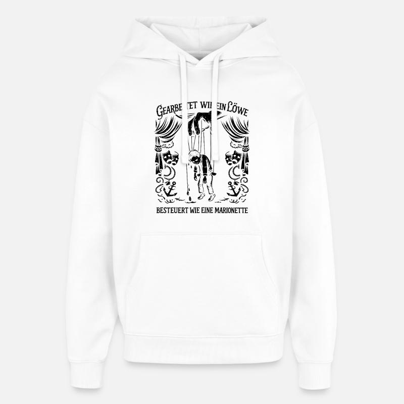 Travaillait comme un lion, - Sweat à capuche unisexe Stanley/Stella Oversized - blanc