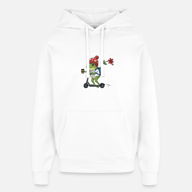 Grenouille sur le scooter — Repenser - Sweat à capuche unisexe Stanley/Stella Oversized - blanc