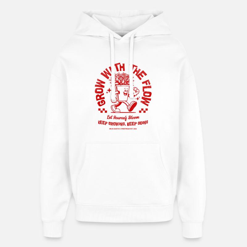 Poussez avec la fleur - Sweat à capuche unisexe Stanley/Stella Oversized - blanc