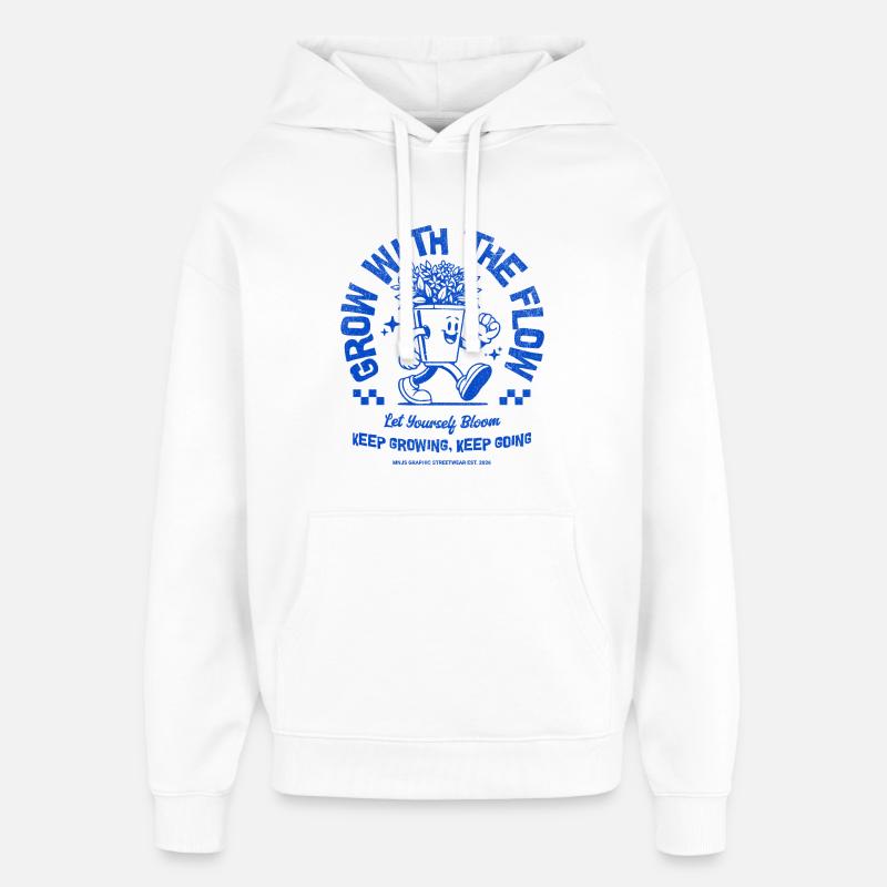 Grandir avec le courant - Sweat à capuche unisexe Stanley/Stella Oversized - blanc