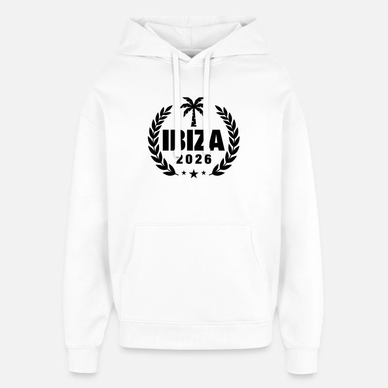 Palmier d’Ibiza 2026 - Sweat à capuche unisexe Stanley/Stella Oversized - blanc