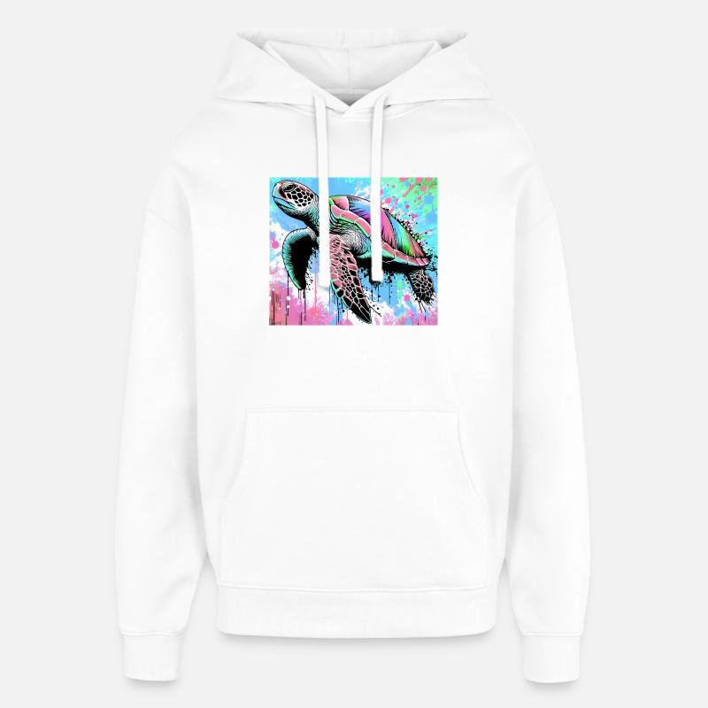 tortue - Sweat à capuche unisexe Stanley/Stella Oversized - blanc