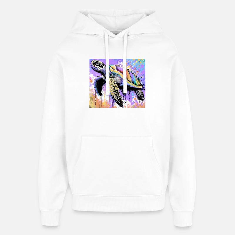 tortue - Sweat à capuche unisexe Stanley/Stella Oversized - blanc