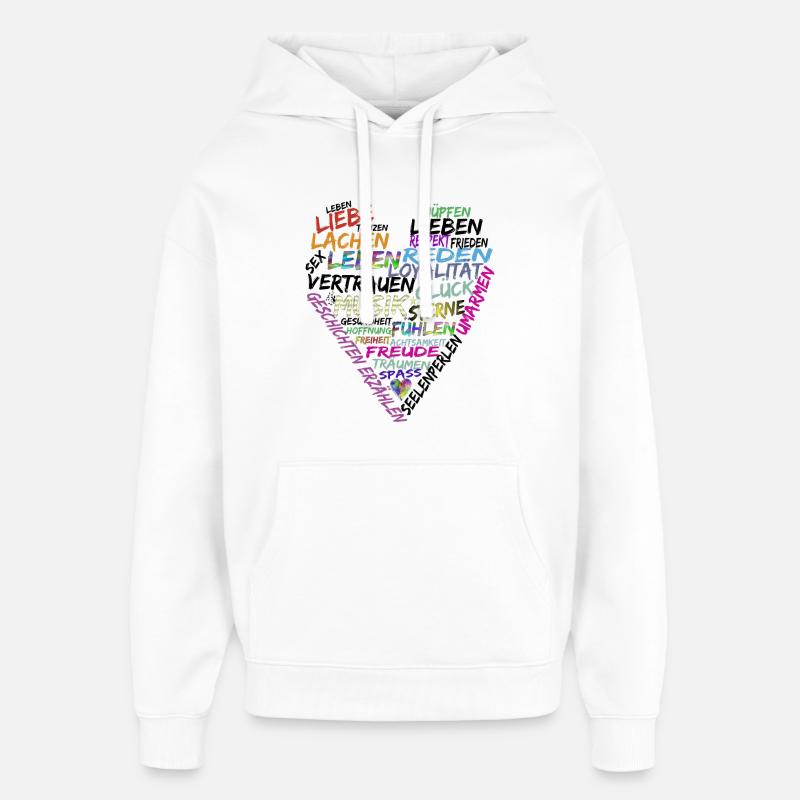 Herz Text - Oversized Unisex Hoodie von Stanley/Stella - Weiß
