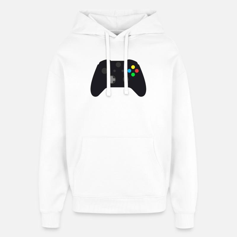 Dunkles Gamepad Neon-Knöpfe - Oversized Unisex Hoodie von Stanley/Stella - Weiß